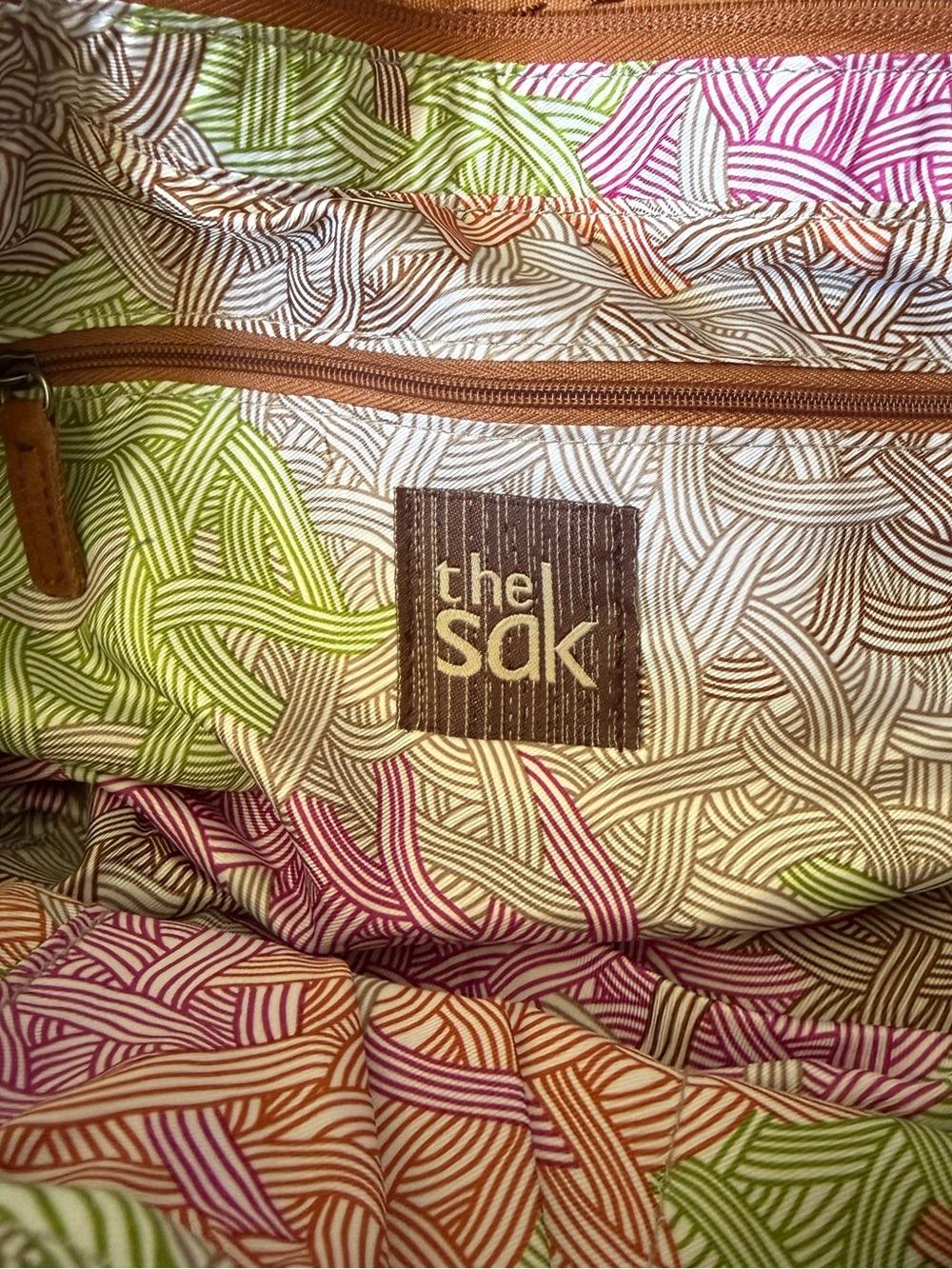 The SAK Indio Leather &
Denim Patchwork Satchel Boho Purse Hobo Shoulder Bag - Picture 6 of 8